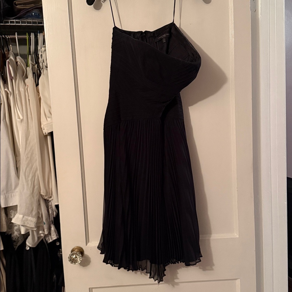 Carmen Marc Valvo Black Quilted Dress